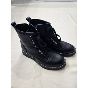 Madden Girl Kurrt Combat Black Ankle Boots Size 7.5 Medium